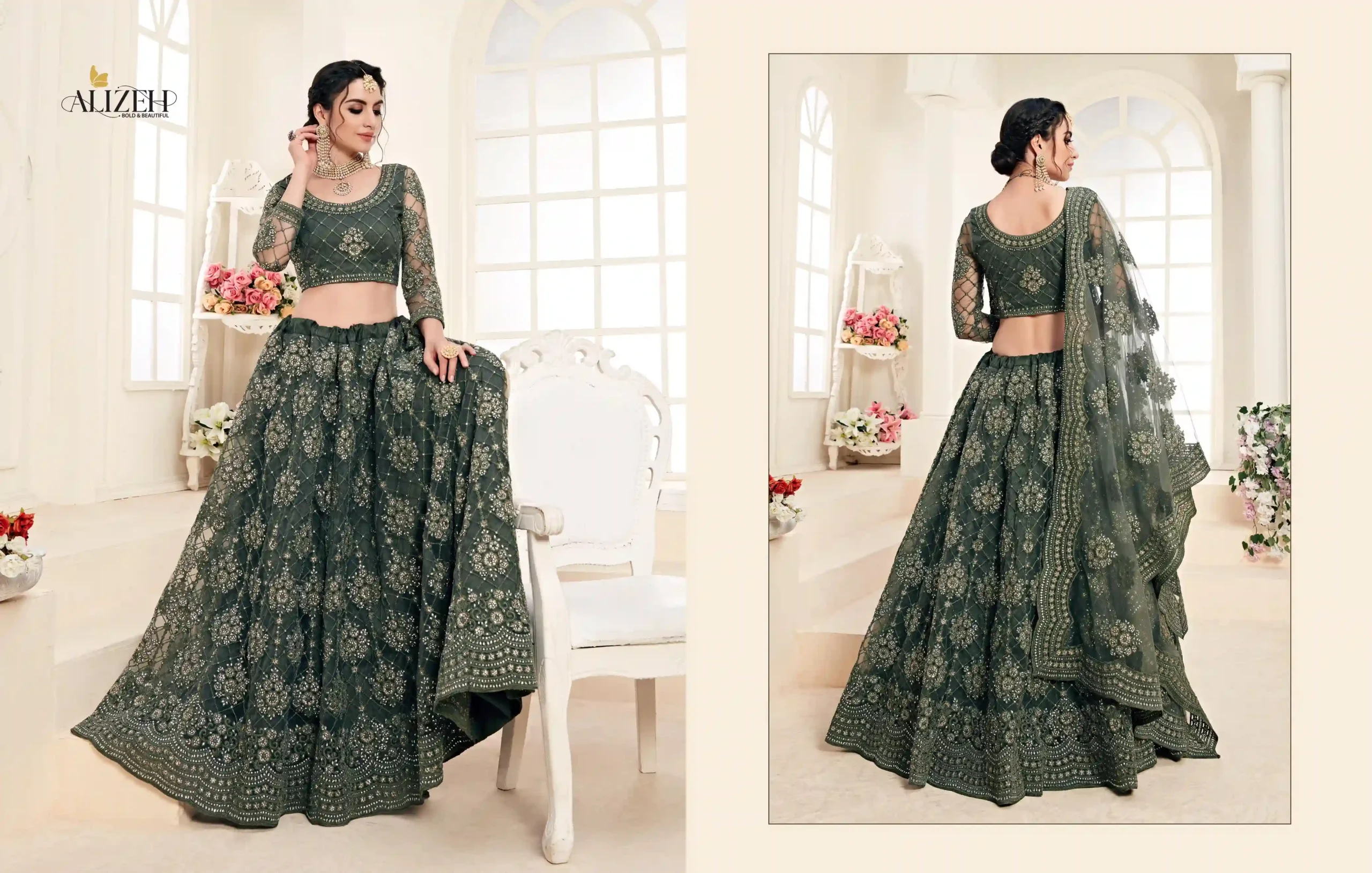 Alizeh Heritage Hit Series D.No 1004 Colors Butterfly Net Wholesale Lehenga Catalog